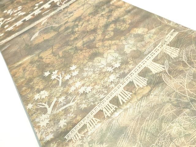 平和屋着物◎西陣　六通柄袋帯　遠山風景文　金糸　引箔　証紙付き　正絹　逸品　CABJ3805qe