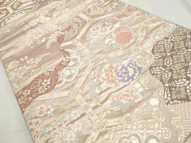 平和屋着物◎六通柄袋帯　唐織　道長取天井文　金糸　正絹　逸品　CABJ3809qe