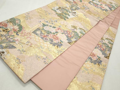 平和屋着物◎六通柄袋帯　唐織　彩花瑞調文　金糸　正絹　逸品　CABJ3810qe