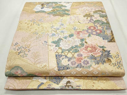 平和屋着物◎六通柄袋帯　唐織　彩花瑞調文　金糸　正絹　逸品　CABJ3810qe