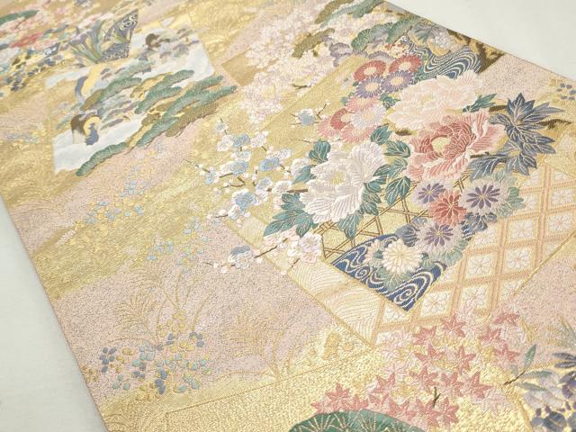 平和屋着物◎六通柄袋帯　唐織　彩花瑞調文　金糸　正絹　逸品　CABJ3810qe