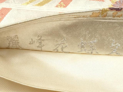 平和屋着物◎六通柄袋帯　唐織　麗峰花蝶文　金糸　正絹　逸品　CABJ3829qe