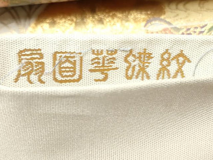 平和屋着物◎六通柄袋帯　唐織　地紙舞蝶花鳥文　金糸　正絹　逸品　CABJ3836qe