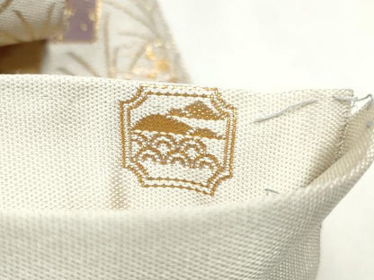 平和屋着物◎六通柄袋帯　唐織　地紙舞蝶花鳥文　金糸　正絹　逸品　CABJ3836qe