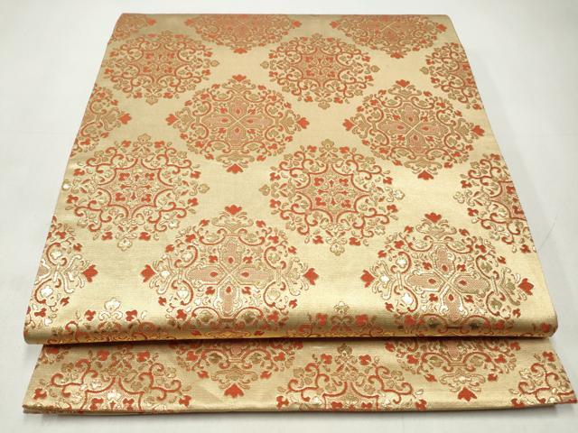 平和屋着物◎全通柄袋帯　正倉院花文　金糸　正絹　逸品　CABJ3840qe