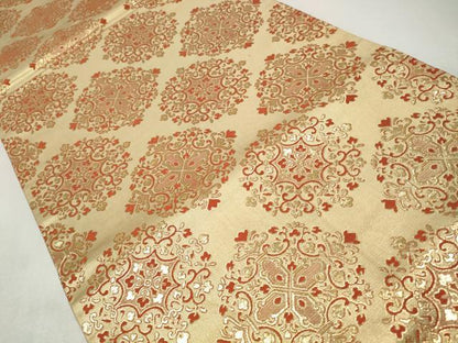 平和屋着物◎全通柄袋帯　正倉院花文　金糸　正絹　逸品　CABJ3840qe