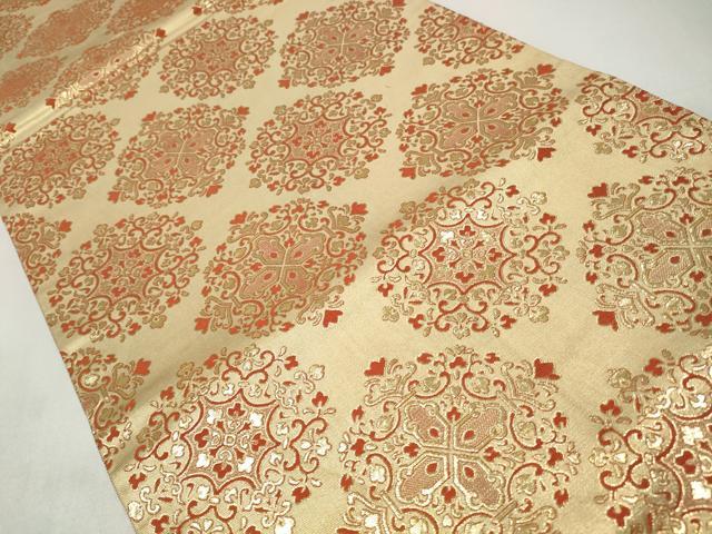 平和屋着物◎全通柄袋帯　正倉院花文　金糸　正絹　逸品　CABJ3840qe