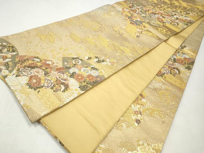 平和屋着物◎六通柄袋帯　唐織　地紙花鳥文　金銀糸　正絹　逸品　CABJ3841qe