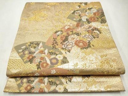 平和屋着物◎六通柄袋帯　唐織　地紙花鳥文　金銀糸　正絹　逸品　CABJ3841qe