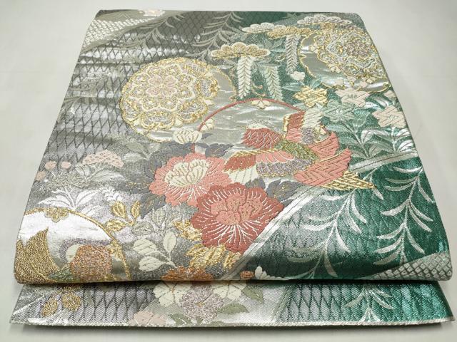 平和屋着物◎六通柄袋帯　唐織　花鳥文　金銀糸　正絹　逸品　CABJ3846qe