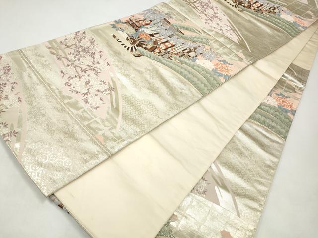 平和屋着物◎六通柄袋帯　唐織　古都祭礼文　金銀糸　正絹　逸品　CABJ3854qe