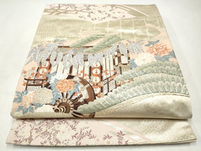 平和屋着物◎六通柄袋帯　唐織　古都祭礼文　金銀糸　正絹　逸品　CABJ3854qe