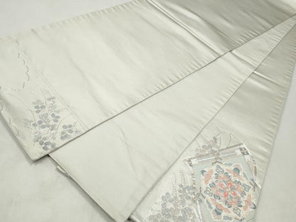 平和屋着物◎太鼓柄袋帯　駒刺繍　雲取り蜀江花文　銀糸　正絹　逸品　CABJ3857qe