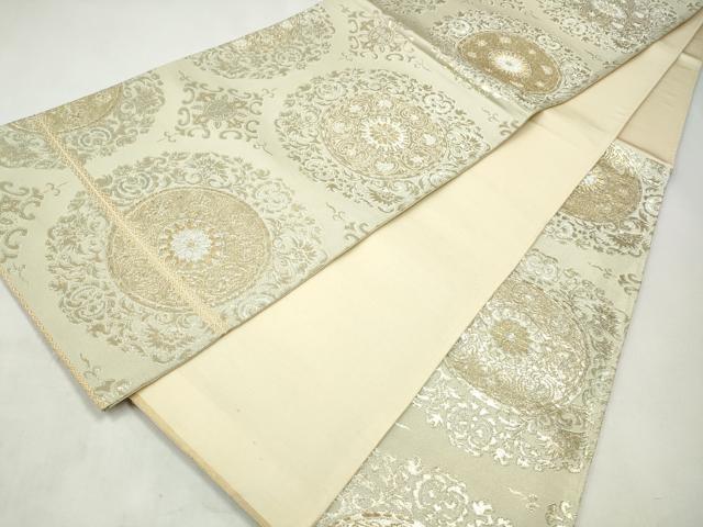 平和屋着物◎西陣　六通柄袋帯　正倉院花唐草文　金糸　正絹　逸品　CABJ3866qe