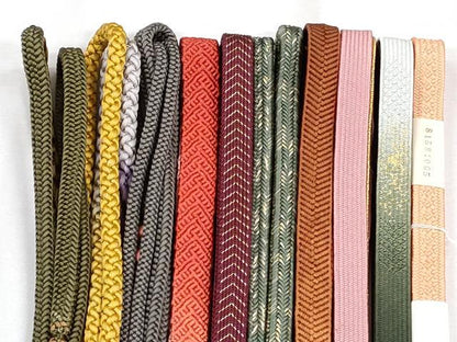 平和屋着物●和装小物　帯締め10本セット　高麗組　笹浪組　冠組　金糸　逸品　未使用　CABJ3887qe