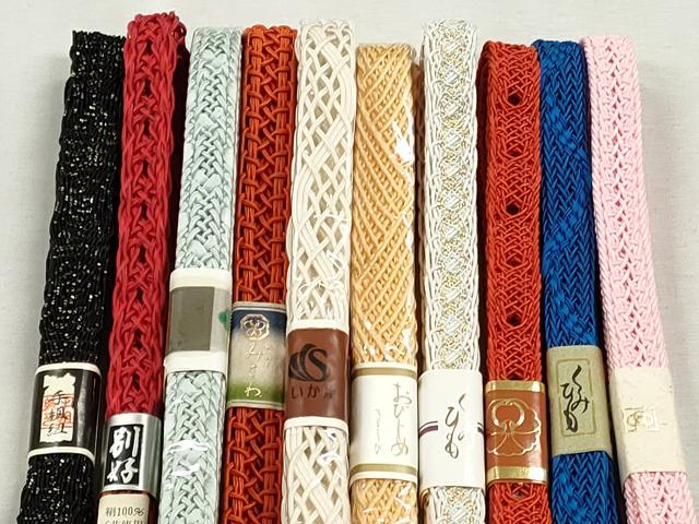 平和屋着物＊夏物　和装小物　上質な帯締め10本セット　レース織　金糸　逸品　未使用　CABJ3932qe