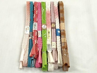 平和屋着物＊夏物　和装小物　上質な帯締め10本セット　レース織　銀糸　逸品　未使用　CABJ3939qe