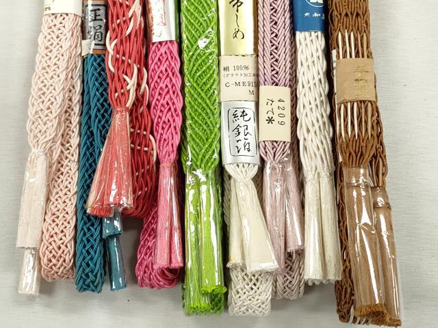 平和屋着物＊夏物　和装小物　上質な帯締め10本セット　レース織　銀糸　逸品　未使用　CABJ3939qe