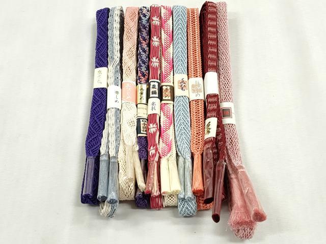 平和屋着物＊夏物　和装小物　上質な帯締め10本セット　レース織　銀糸　逸品　未使用　CABJ3940qe