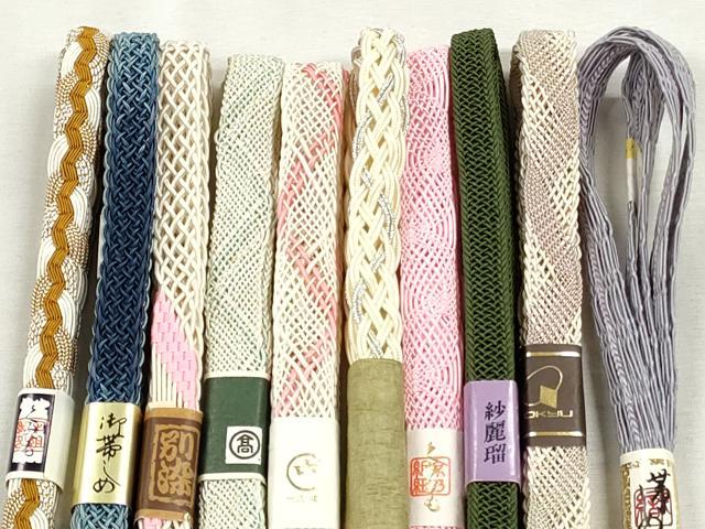 平和屋着物＊夏物　和装小物　上質な帯締め10本セット　レース織　銀糸　高島屋扱い　逸品　未使用　CABJ3947qe