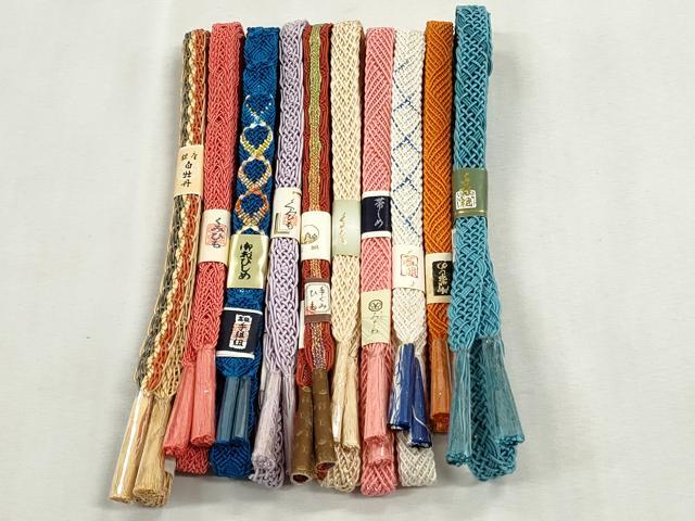 平和屋着物＊夏物　和装小物　上質な帯締め10本セット　レース織　金糸　逸品　未使用　CABJ3950qe