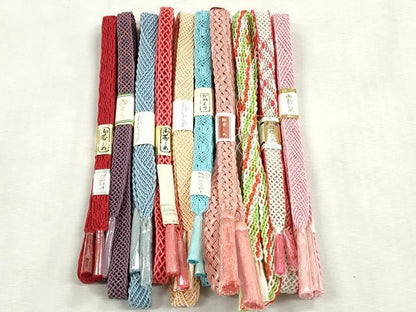 平和屋着物＊夏物　和装小物　上質な帯締め10本セット　レース織　銀糸　逸品　未使用　CABJ3952qe