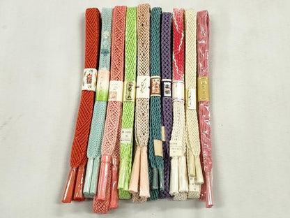 平和屋着物＊夏物　和装小物　上質な帯締め10本セット　レース織　金糸　逸品　未使用　CABJ3953qe