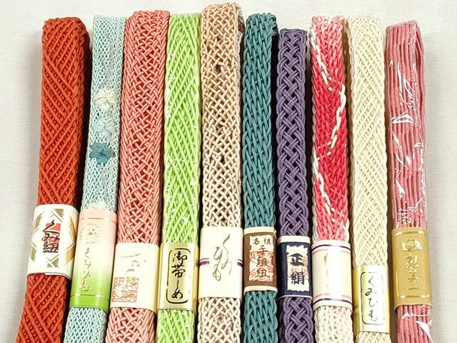 平和屋着物＊夏物　和装小物　上質な帯締め10本セット　レース織　金糸　逸品　未使用　CABJ3953qe