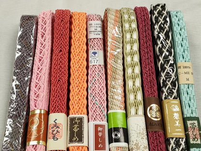 平和屋着物＊夏物　和装小物　上質な帯締め10本セット　レース織　金糸　近鉄百貨店扱い　さんび謹製　逸品　未使用　CABJ3954qe