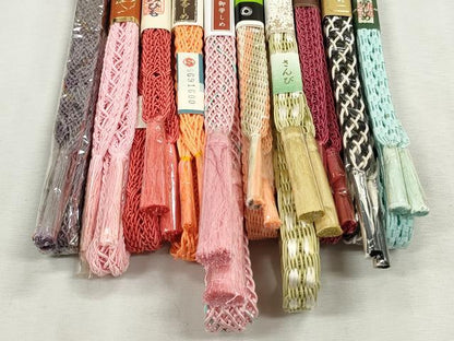 平和屋着物＊夏物　和装小物　上質な帯締め10本セット　レース織　金糸　近鉄百貨店扱い　さんび謹製　逸品　未使用　CABJ3954qe