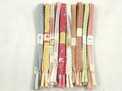平和屋着物＊夏物　和装小物　上質な帯締め10本セット　レース織　金糸　大丸扱い　逸品　未使用　CABJ3956qe