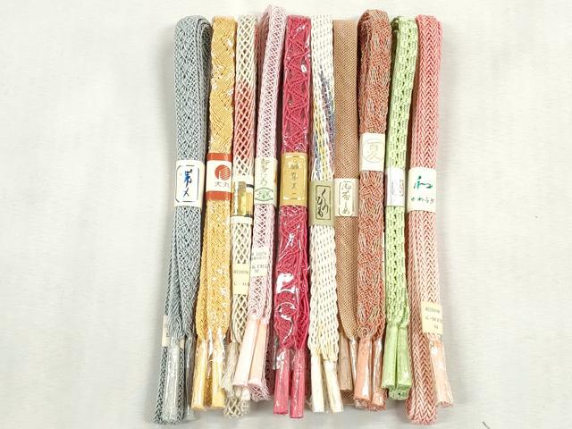 平和屋着物＊夏物　和装小物　上質な帯締め10本セット　レース織　金糸　大丸扱い　逸品　未使用　CABJ3956qe