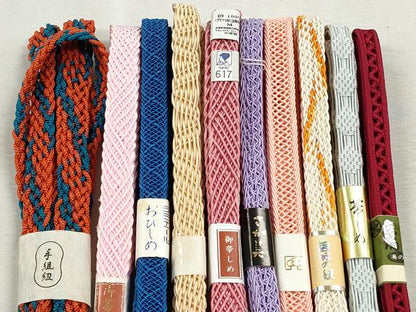 平和屋着物＊夏物　和装小物　上質な帯締め10本セット　レース織　銀糸　さが美扱い　逸品　未使用　CABJ3957qe