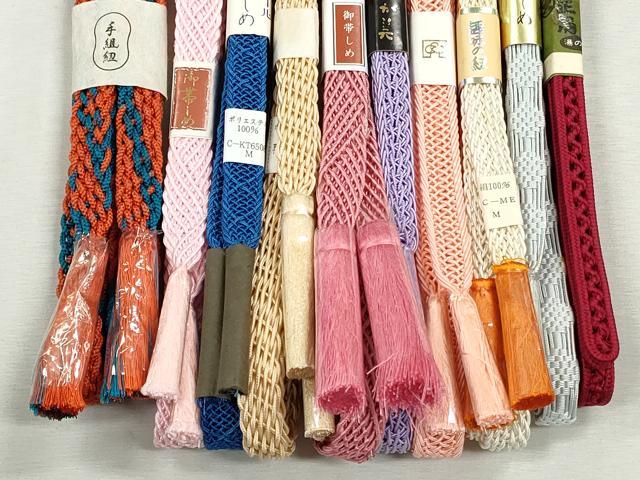 平和屋着物＊夏物　和装小物　上質な帯締め10本セット　レース織　銀糸　さが美扱い　逸品　未使用　CABJ3957qe