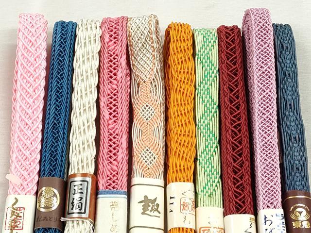 平和屋着物＊夏物　和装小物　上質な帯締め10本セット　レース織　草木染　金糸　東急百貨店扱い　逸品　未使用　CABJ3958qe