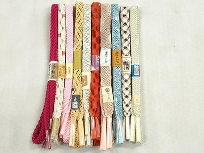 平和屋着物＊夏物　和装小物　上質な帯締め10本セット　レース織　金糸　逸品　未使用　CABJ3959qe