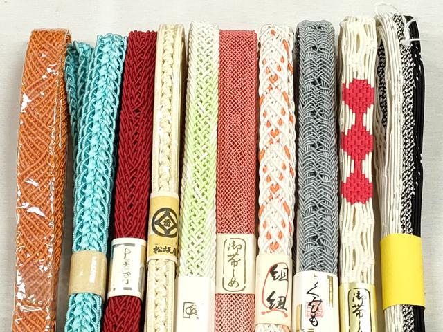 平和屋着物＊夏物　和装小物　上質な帯締め10本セット　レース織　金糸　松坂屋扱い　逸品　未使用　CABJ3960qe