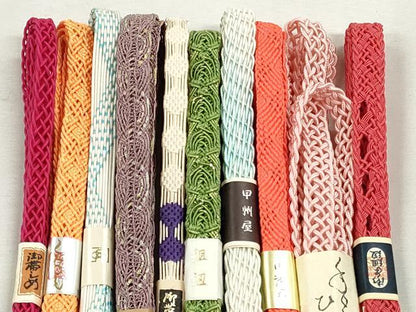 平和屋着物＊夏物　和装小物　上質な帯締め10本セット　レース織　金糸　逸品　未使用　CABJ3961qe