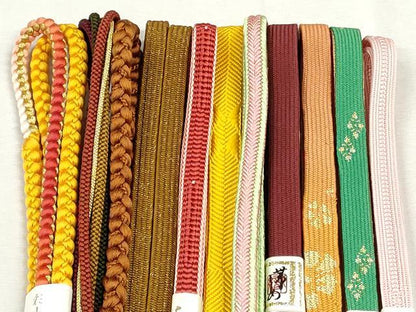 平和屋着物●和装小物　帯締め10本セット　高麗組　冠組　笹浪組　金糸　逸品　未使用　CABJ3972qe