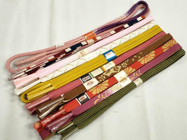 平和屋着物●和装小物　帯締め10本セット　高麗組　笹浪組　御岳組　鴨川組　礼装用　金糸　逸品　未使用　CABJ3984qe