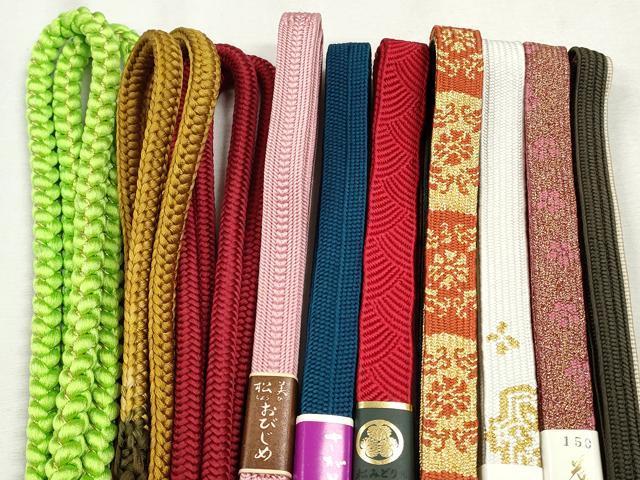 平和屋着物●和装小物　帯締め10本セット　高麗組　唐組　草木染め　礼装用　金糸　さが美扱い　逸品　未使用　CABJ3988qe