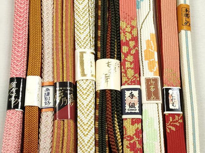 平和屋着物●和装小物　帯締め10本セット　高麗組　冠組　奈良組　礼装用　金糸　逸品　未使用　CABJ3990qe