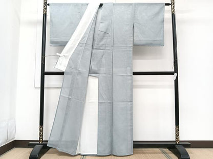 平和屋着物＊夏物　色無地　絽縮緬　錫色　正絹　逸品　未使用　CABJ4001xi