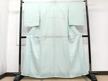 平和屋着物＊夏物　色無地　絽　青磁鼠色　正絹　逸品　CABJ4002xi
