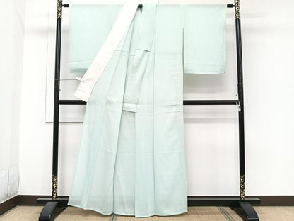 平和屋着物＊夏物　色無地　絽　青磁鼠色　正絹　逸品　CABJ4002xi