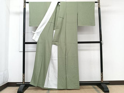 平和屋着物＊夏物　色無地　絽　柳茶色　正絹　逸品　CABJ4015xi