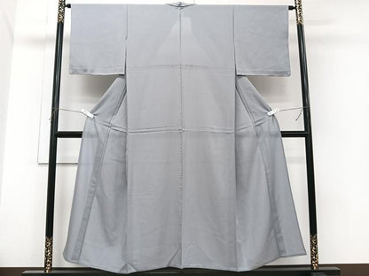 平和屋着物＊夏物　色無地　絽　桔梗鼠色　正絹　逸品　CABJ4019xi