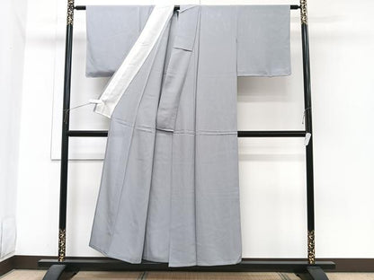 平和屋着物＊夏物　色無地　絽　桔梗鼠色　正絹　逸品　CABJ4019xi