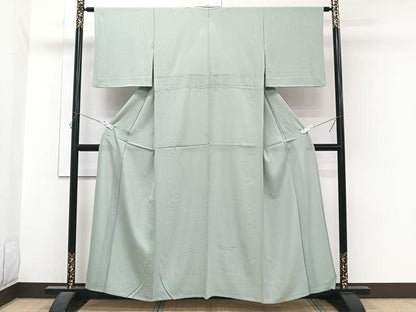 平和屋着物＊夏物　色無地　絽　柳鼠色　正絹　逸品　CABJ4021xi