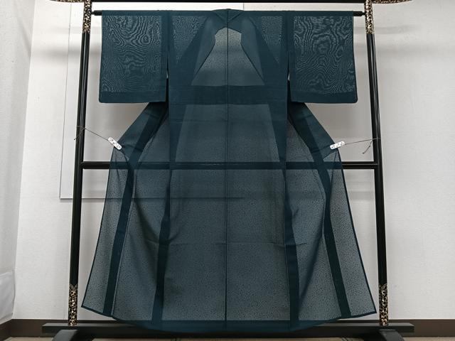 平和屋着物＊夏物　色無地　縦絽　高麗納戸色　正絹　逸品　CABJ4026xi